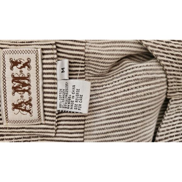 AMX Brown Pinstripe Denim Stretch Jacket - Classy - Roll Tab‎ Sleeve Medium - Picture 5 of 5